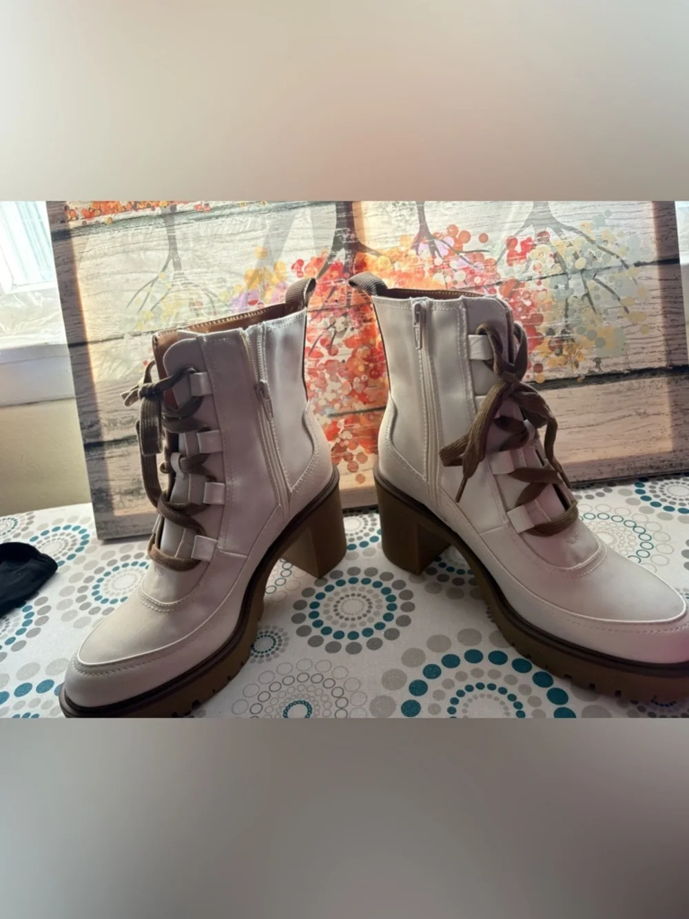 NEW-9  Lace-Up Zipper 3”heel   Ankle Boots - Y2K festival Bohemian